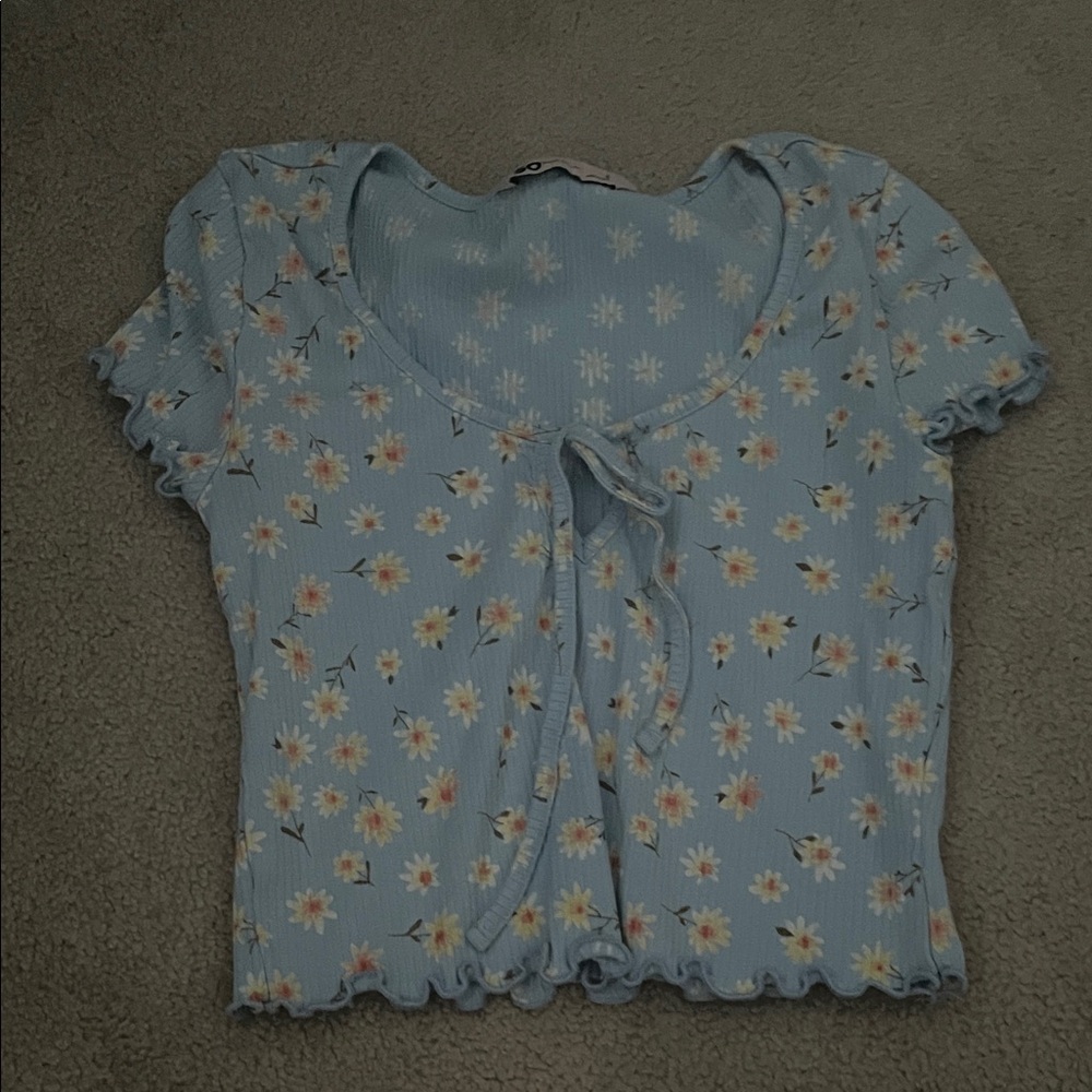 SO Light Blue Floral Crop Top